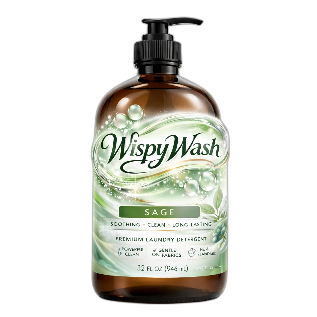WispyWash Sage premium liquid laundry soap - earthy herbal sage with citrus notes